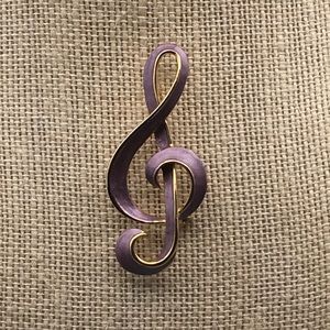 Vintage Purple Gold Treble Cleft Music Brooch Pin